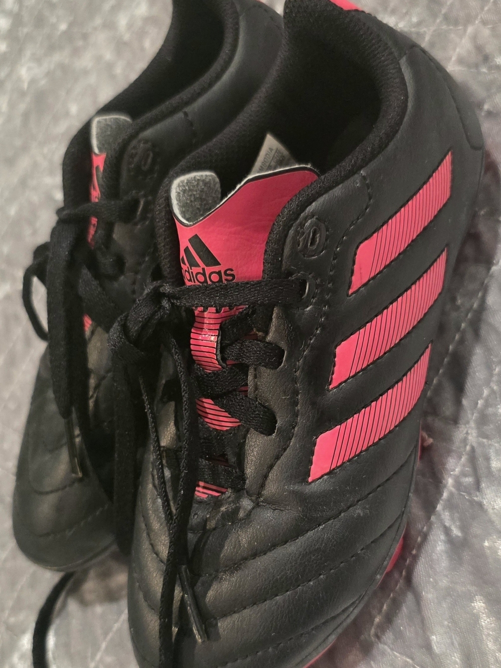 adidas Kids Black and Pink Soccer Sneakers